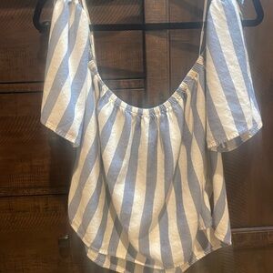 Billabong Blue and White Striped Blouse
